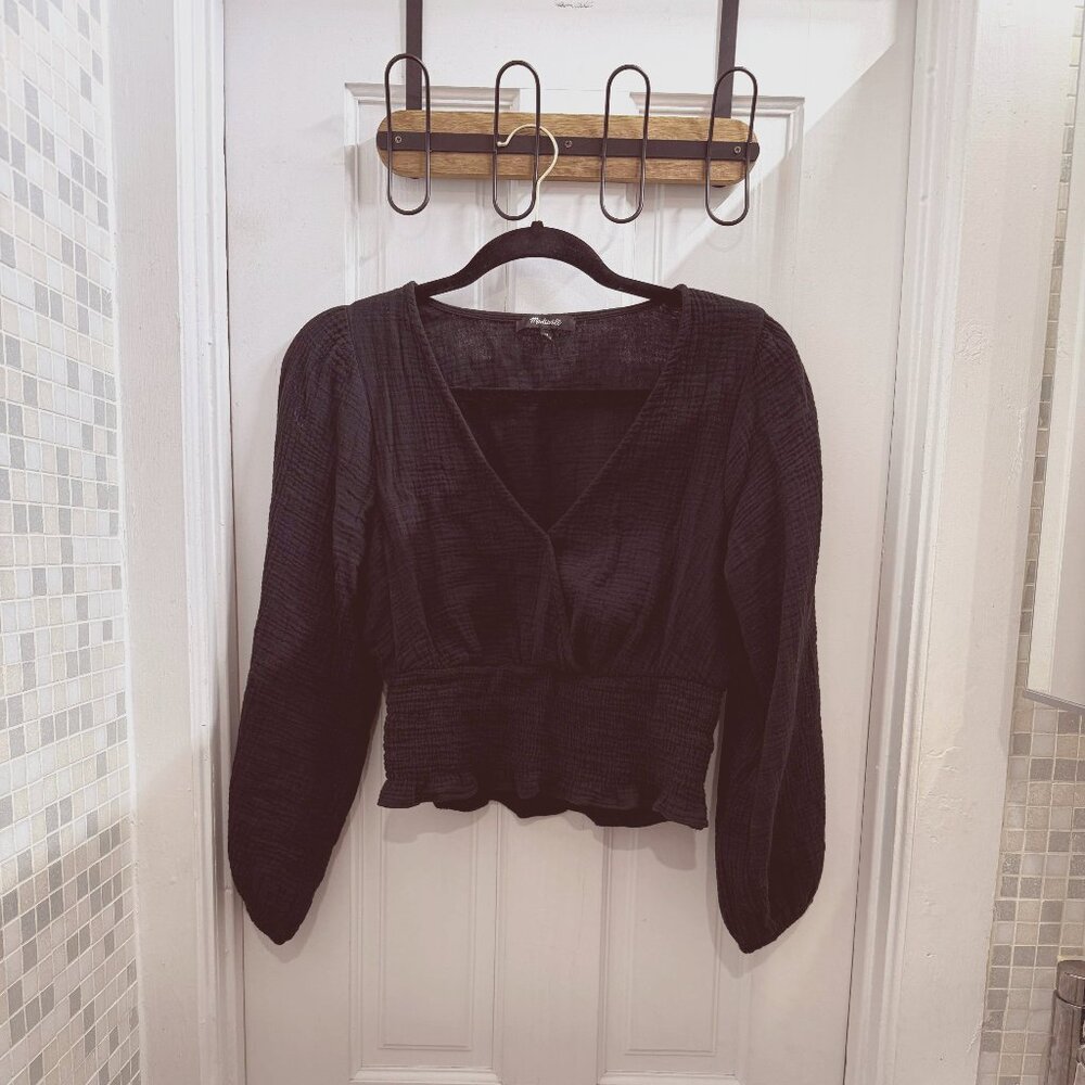 Madewell Lightspun Julianne Smocked-Waist Top